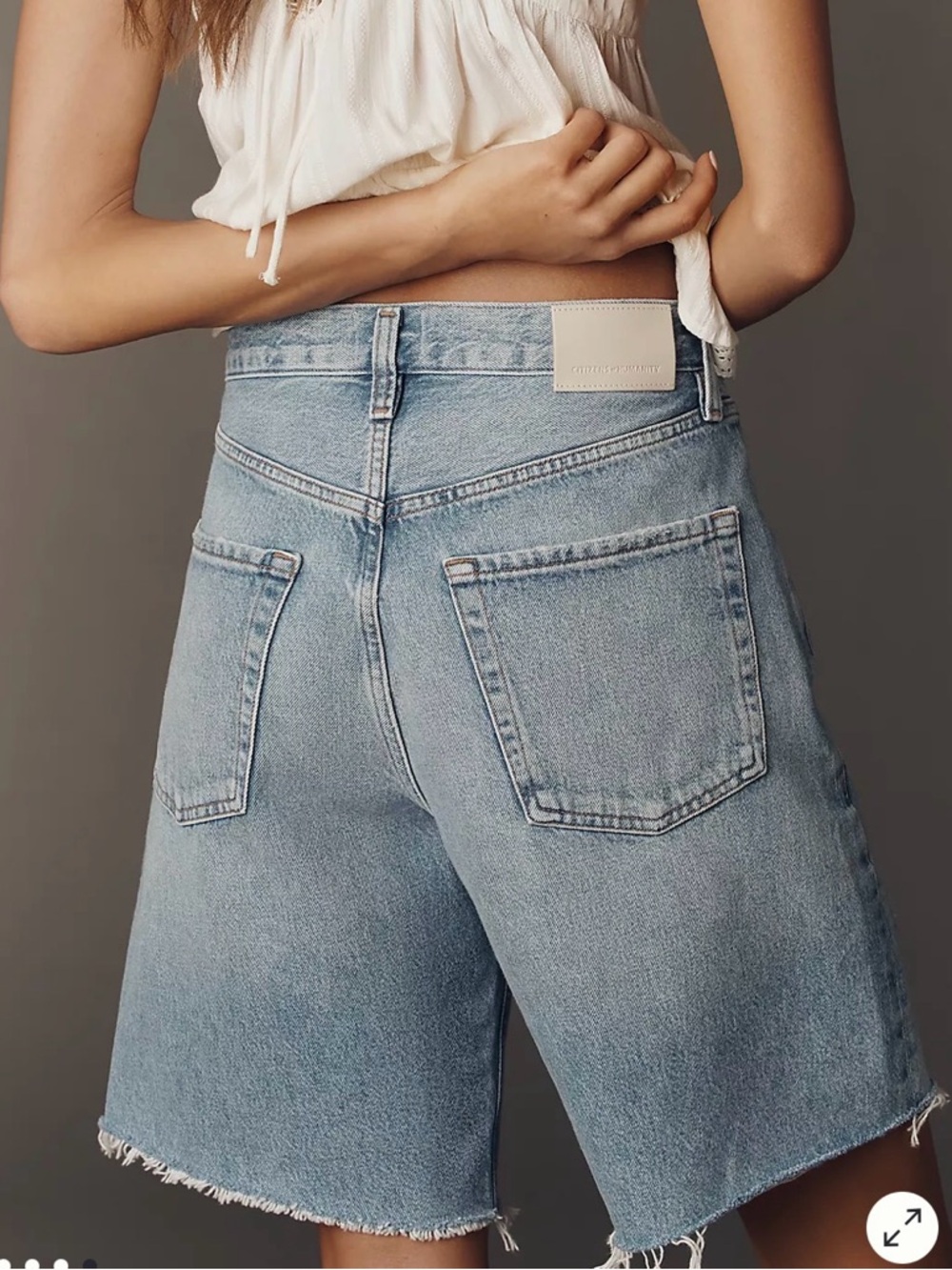 Citizens of Humanity Ayla Shorts 28 High Rise Longline Denim Raw Hem Blue